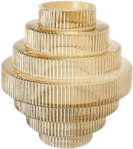 Amber fluted glass tiered vase